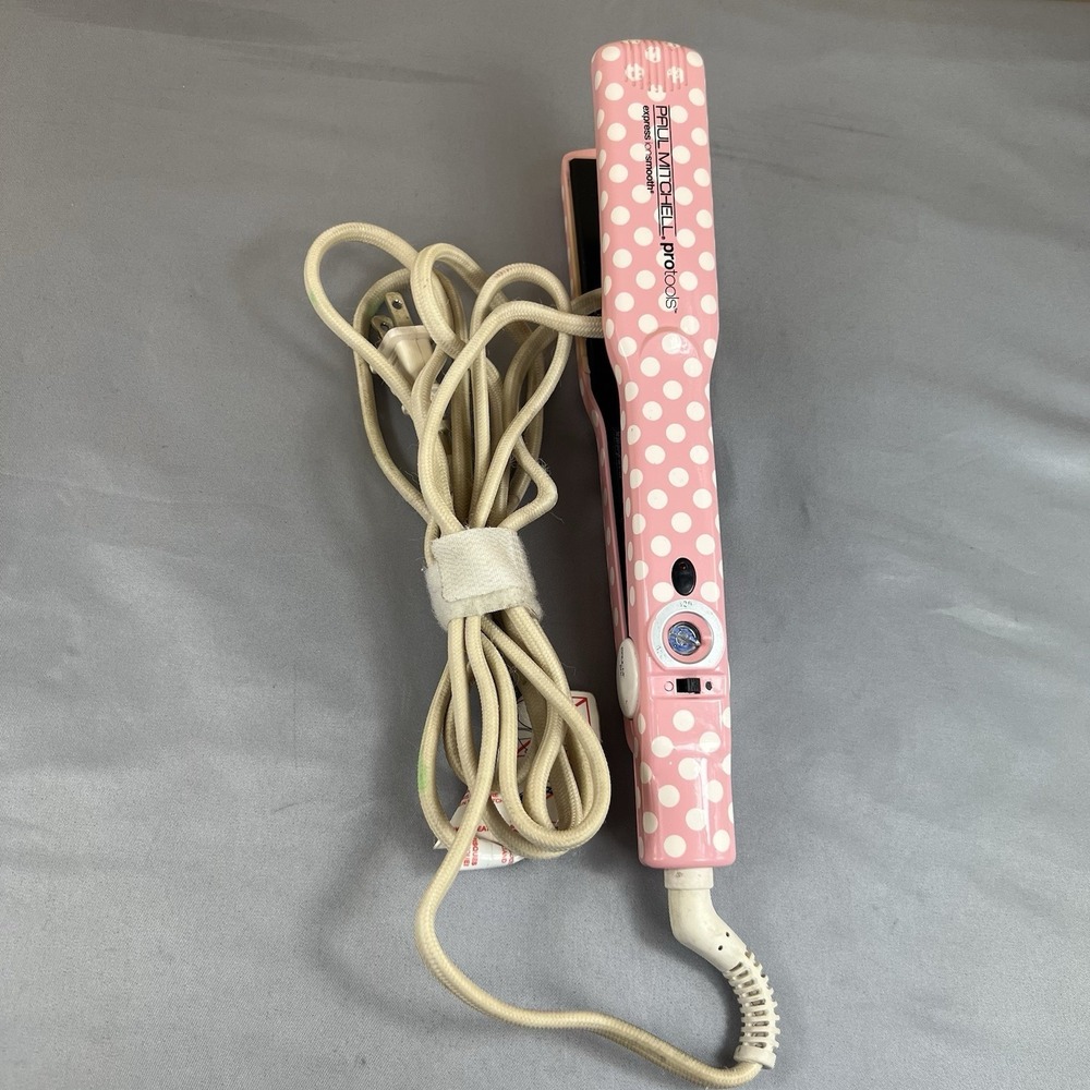 Paul Mitchell Express Ion Smooth S12NAP-14 Pink Polka Dot Flat Iron Tested